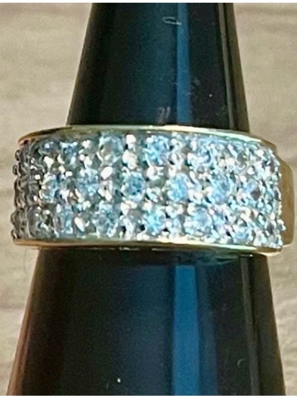 Gold Band Ring with Pavé Clear Stones - Women's Jewelry stamped S925